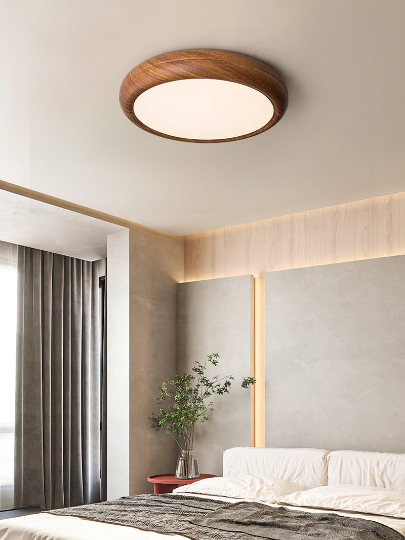 Ronde plafondlamp met houtnerf - Stralend thuis Amsterdam