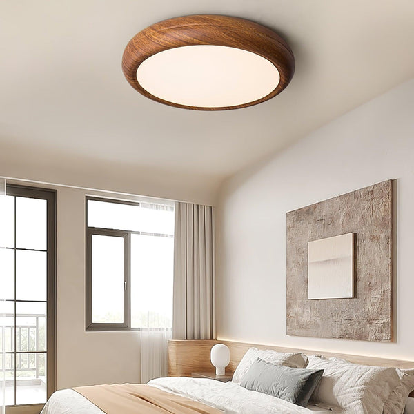 Ronde plafondlamp met houtnerf - Stralend thuis Amsterdam