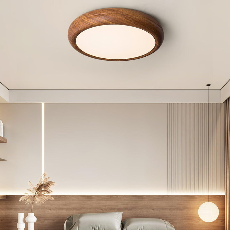 Ronde plafondlamp met houtnerf - Stralend thuis Amsterdam