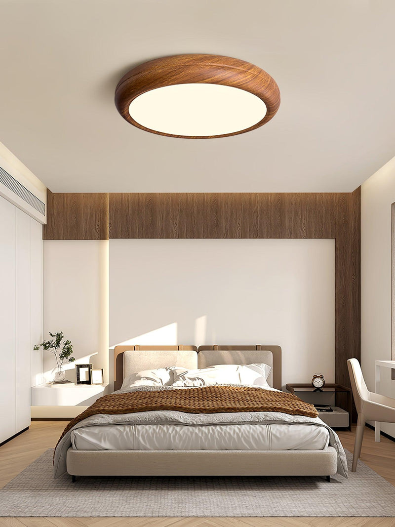 Ronde plafondlamp met houtnerf - Stralend thuis Amsterdam