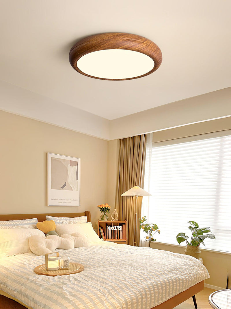 Ronde plafondlamp met houtnerf - Stralend thuis Amsterdam