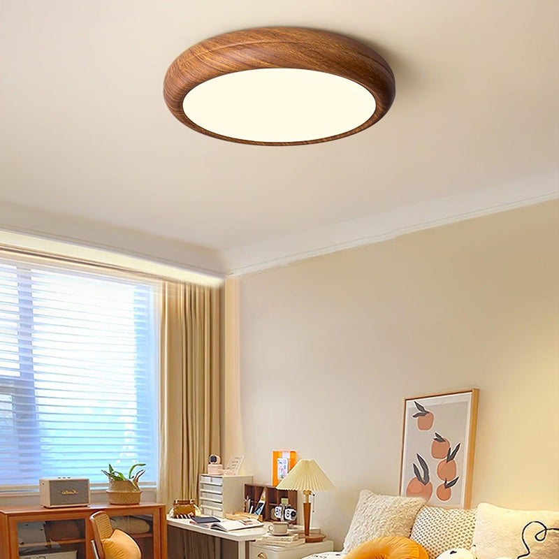 Ronde plafondlamp met houtnerf - Stralend thuis Amsterdam