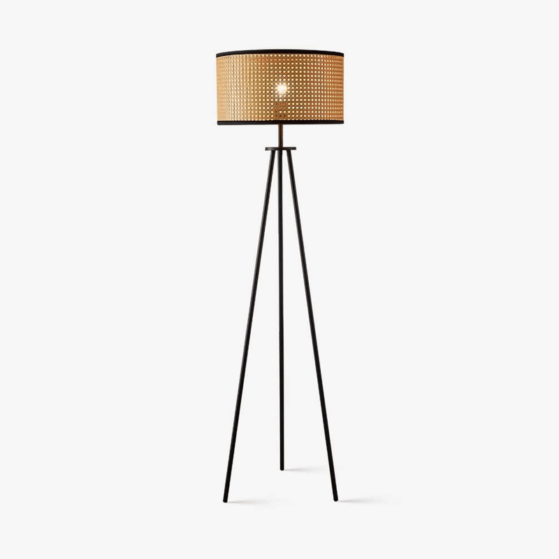 Rotan driepoot vloerlamp - Stralend thuis Amsterdam