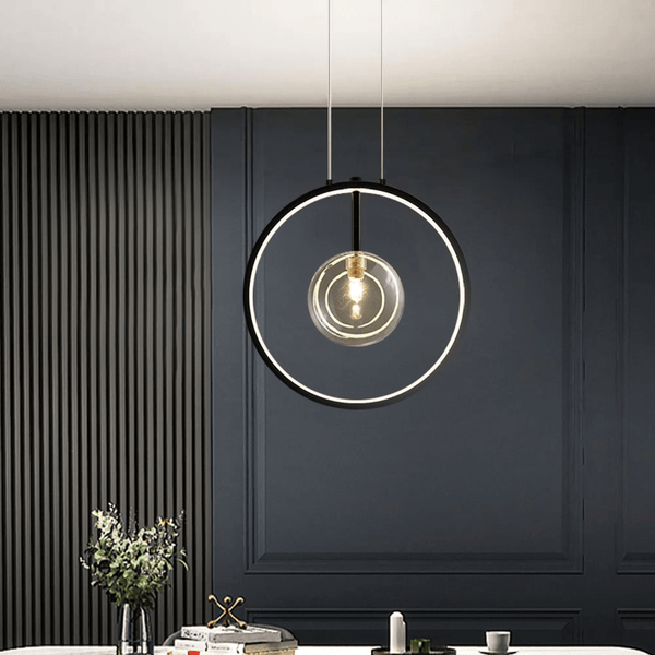 Zwarte Hanglamp Minimalistisch Glazen Bol LED - Stralend thuis Amsterdam