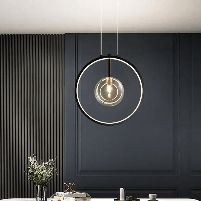 Zwarte Hanglamp Minimalistisch Glazen Bol LED - Stralend thuis Amsterdam