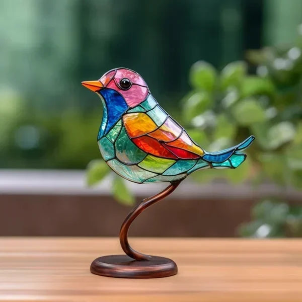 Luxe AvianElegance - Vogels in gekleurd glas voor een geraffineerd interieurontwerp
